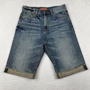 Ed Hardy‎ Shorts Mens 32 Blue Wash Denim Cuffed Y2K Christian Audigier Cotton